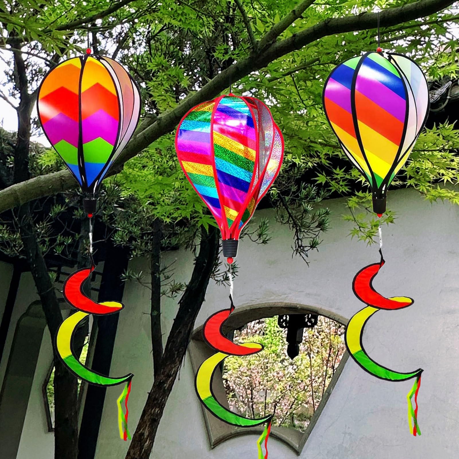 Rainbow Air - Lot de 3 Ballons à Vent - Décoration d'extérieur - pour clôtures de Jardin, Mariages, Vacances