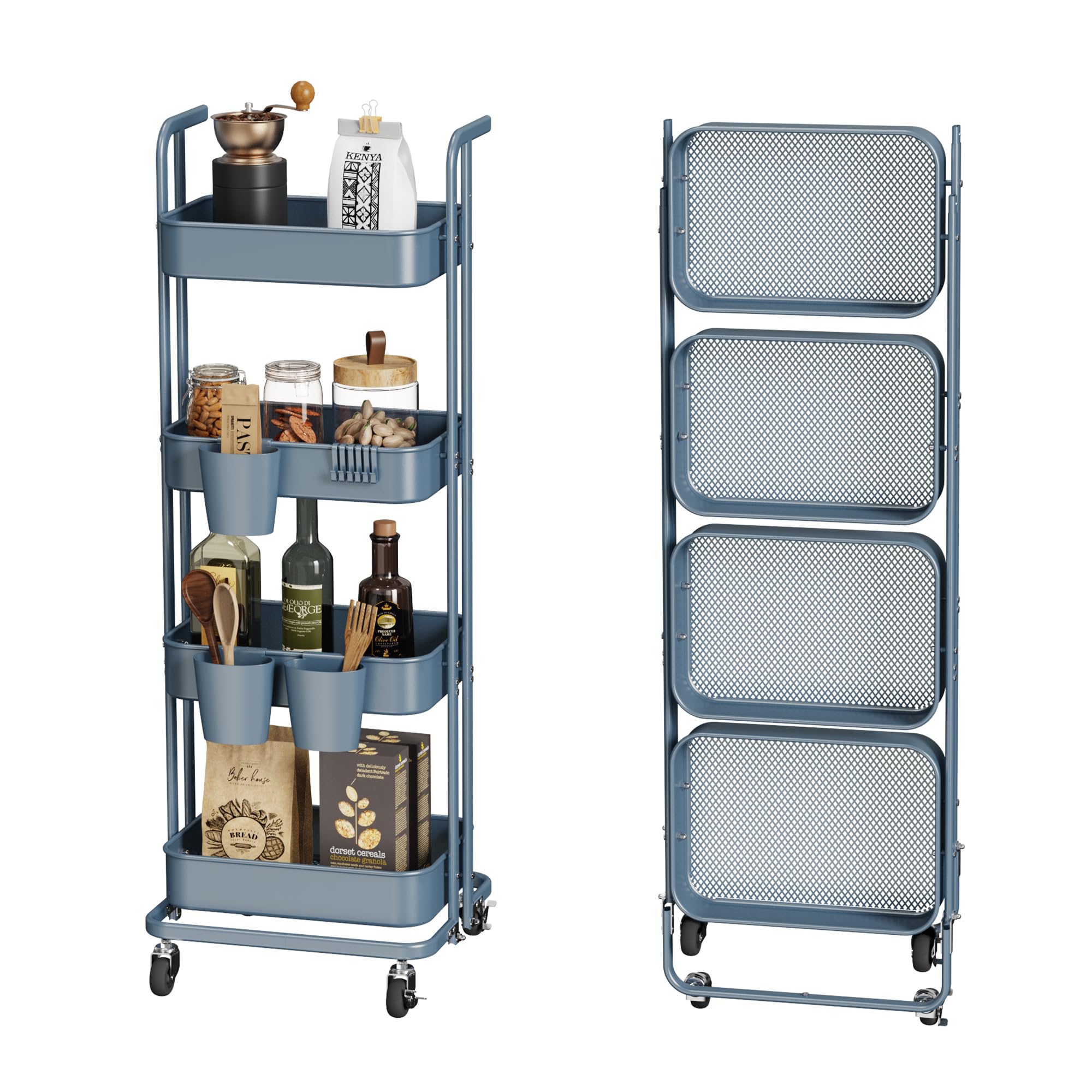 4 Tier Rolling Computer Cart Riousery Multipurpose 4 Tier Utility
