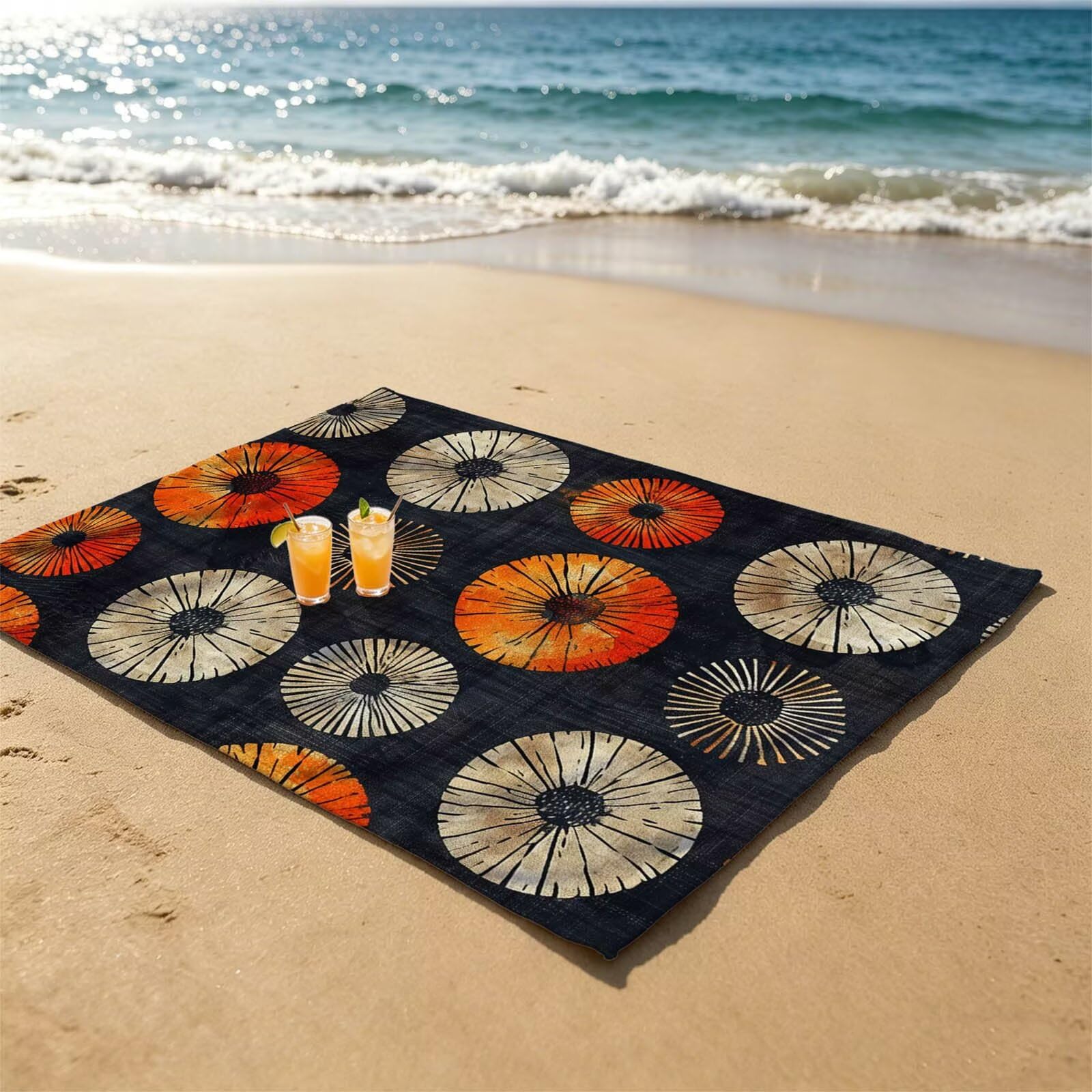 Toalla Playa Grande 220x160 Vacaciones Accesorios Viaje, Toalla Playa Sencillez Suave Cómodo Secado Rápido, Redondo Toallas Baño Grandes 160 x 220cm para Yoga Fitness Natación Sauna Baño XTLS-1304