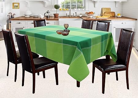 AIRWILL 100% Cotton Checkered Pattern 6 Seater Rectangle Table Cover Sized, 56x71 inches (Green, Pack of 1)