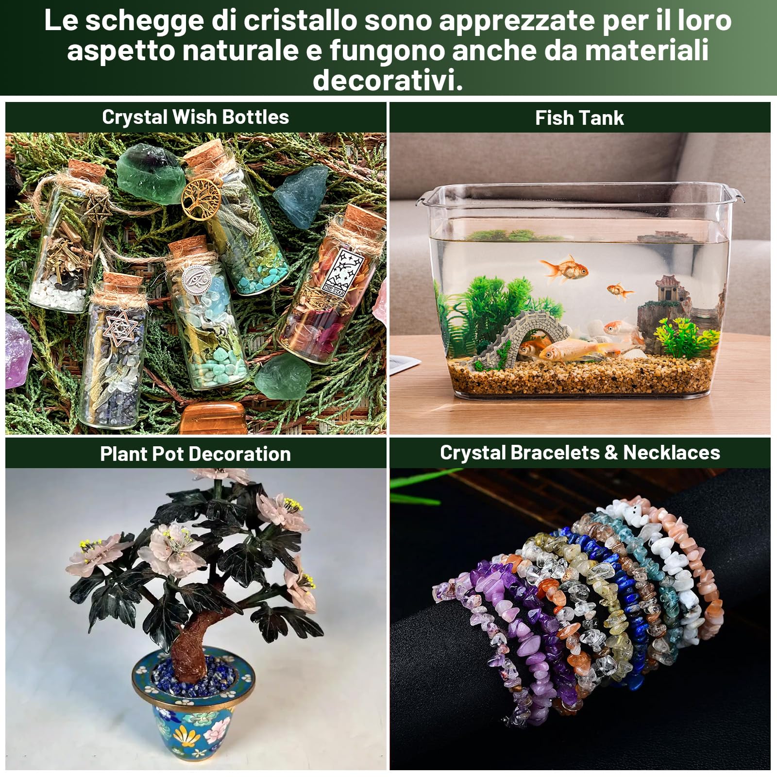 500g Cristalli Frantumati Naturali di Giada Marina Lucidata a Ciottoli - Cristalli Curativi a Ciottoli in Bulk, Gemme Frantumate per Artigianato, Confezione Bella per Regalo