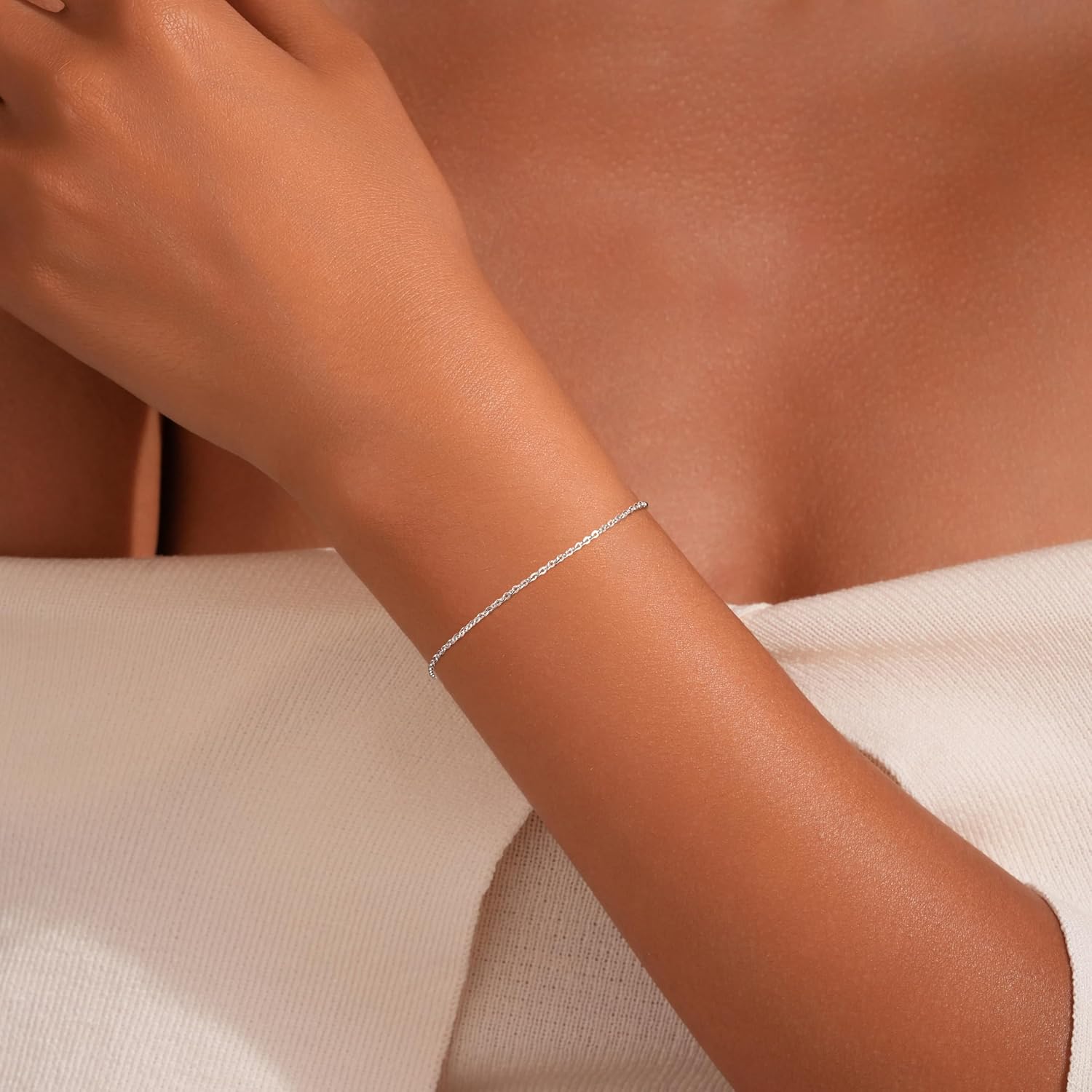 Gold Bracelet for Women,925 Sterling Silver Simple Plain Chain Bracelet to Daughter 14k Gold Plated Dainty O-Shaped Twisted Link Chain Birthday Valentines Day Jewelry Gifts - Image 2