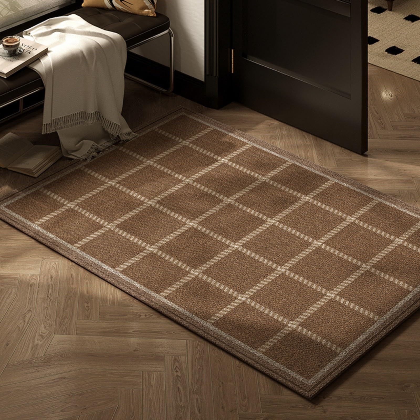 Tapis d'entrée vert style chinois pour un salon élégant et accueillant