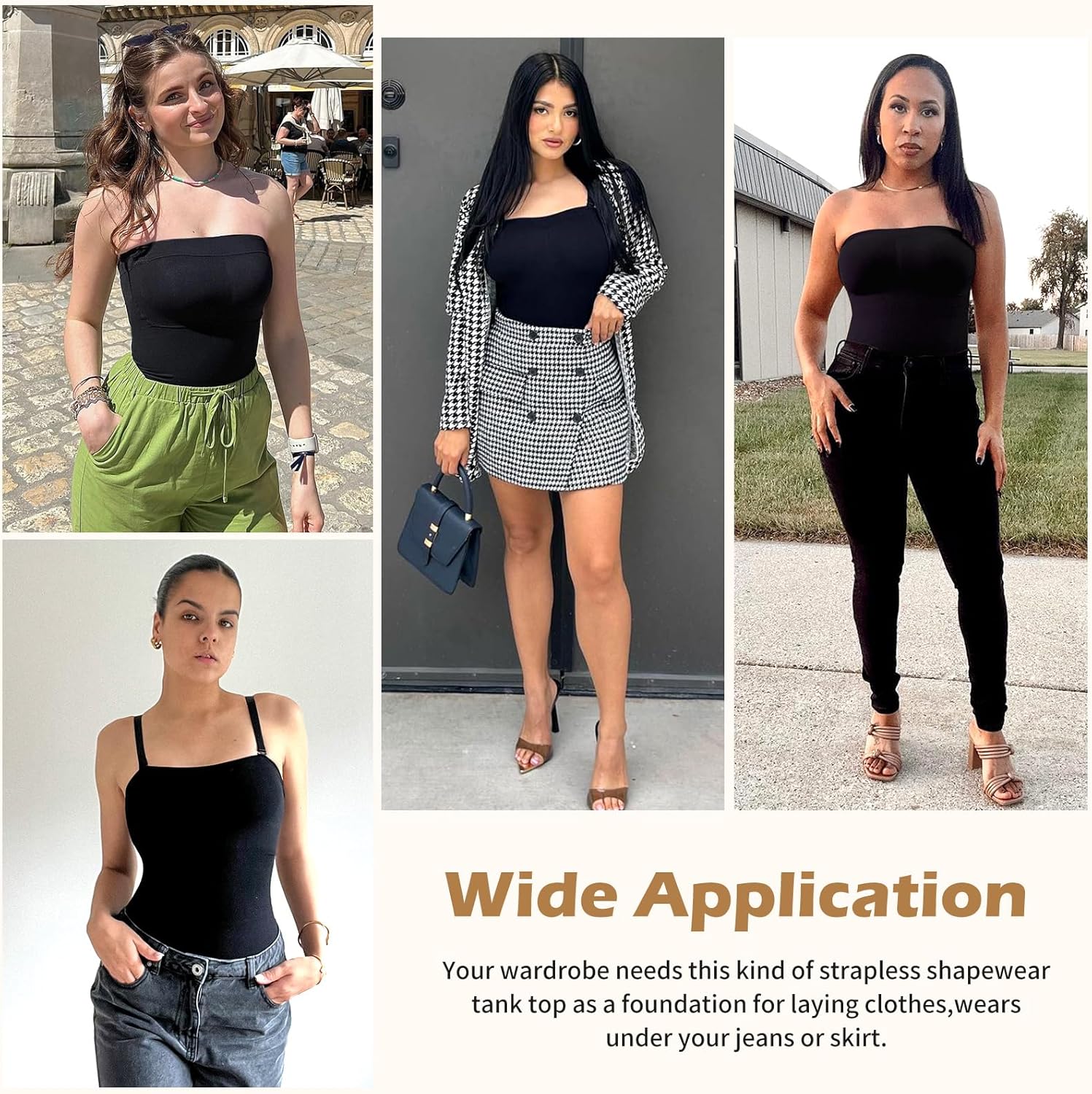 JOYSHAPER Strapless Shapewear Tank Top for Women Bandeau Shapewear Camisole Long Tube Top Strapless Camisoles - Image 5