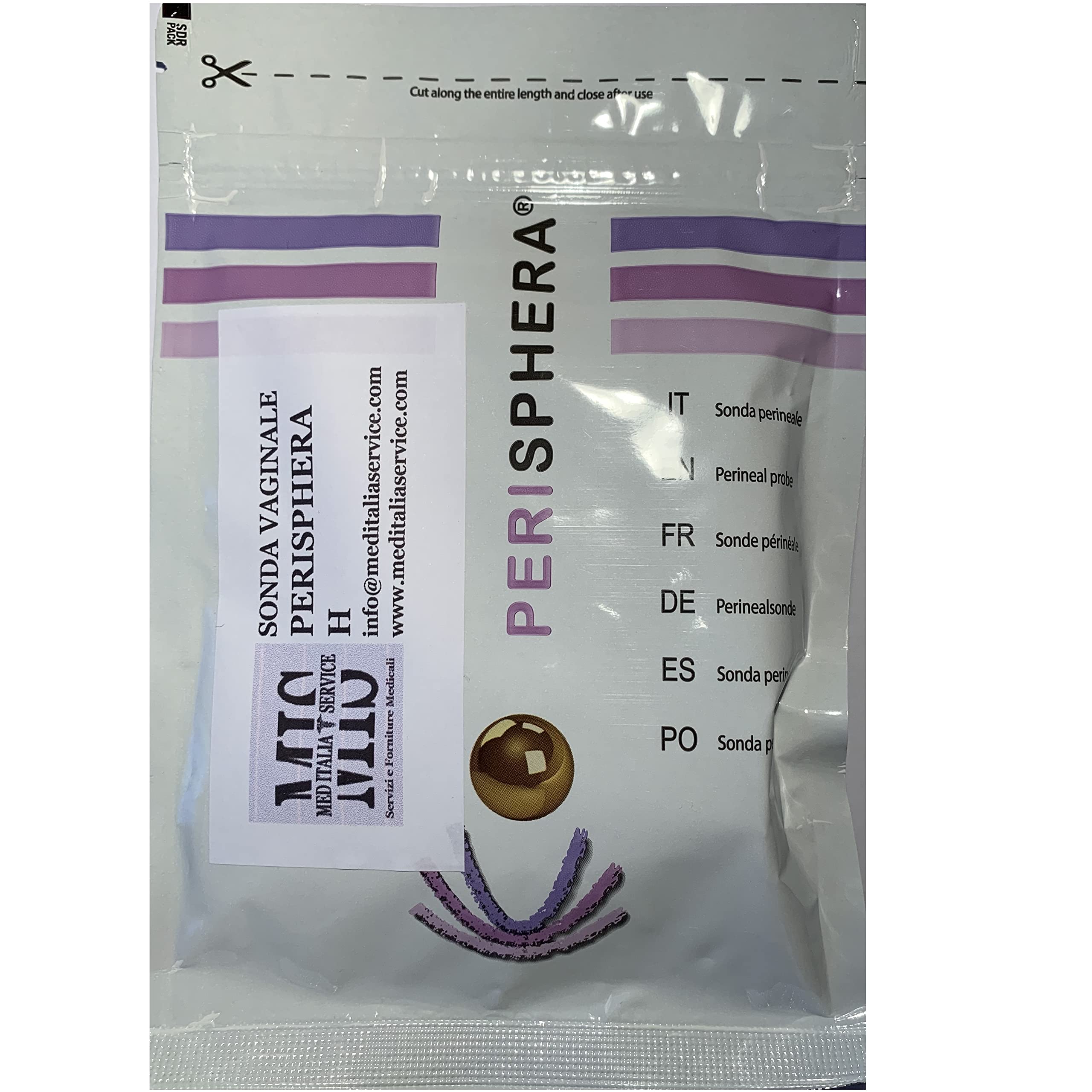 med italia service - perisphera-h sonda vaginale a 2 canali per elettrostimolatori per riabilitazione pelvica e incontinenza - nichel free - P/H