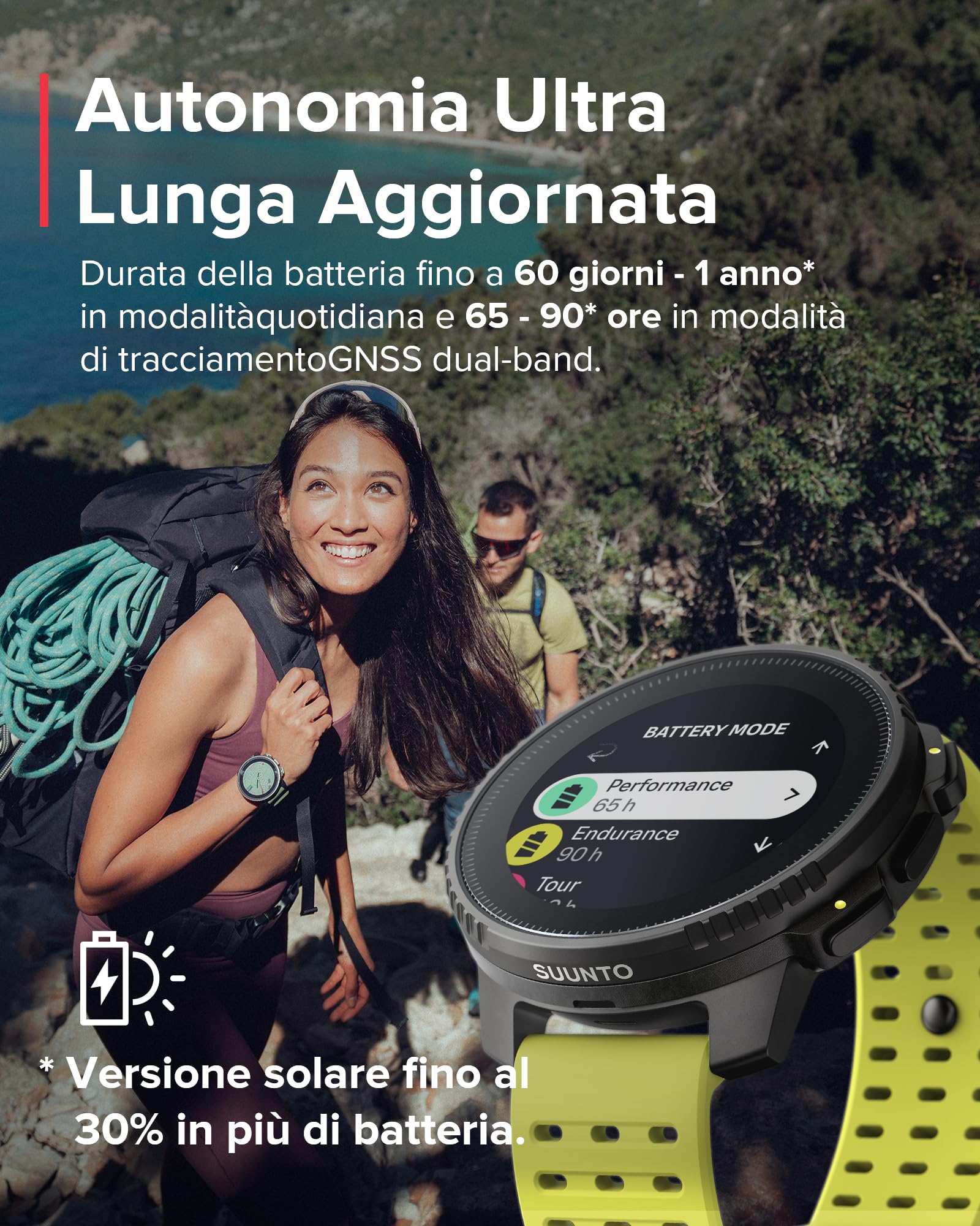 SUUNTO Vertical Orologio Sportivo, Smartwatch Impermeabile GPS Activity Tracker Mappe Offline, Monitoraggio Salute 24/7, 95+Sport, Cardiofrequenzimetro Altimetro Barometro, Ricarica Solare Opzionale