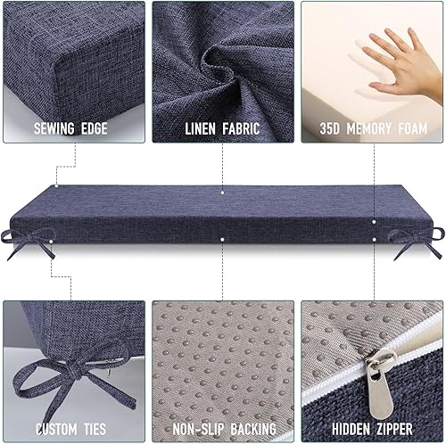 Miniatura 4 de Cojín de banco de tamaño personalizado, cojín de asiento de ventana de bahía, cojín largo de espuma gruesa para tapicería, cojines para sofá,