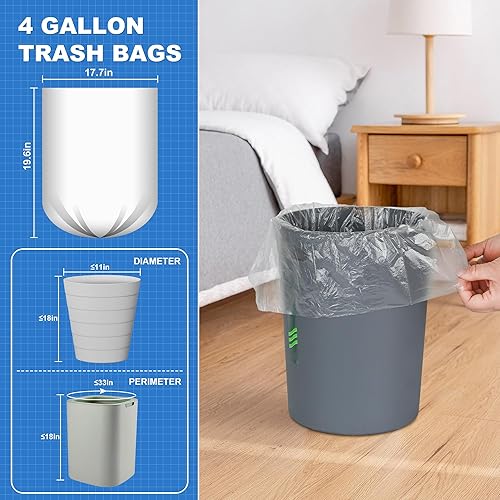Miniatura 2 de WJXWHSWX - Bolsas de basura pequeñas de 4 galones, 100 bolsas de basura pequeñas, bolsa de basura para baño, bolsa de basura transparente fuerte de