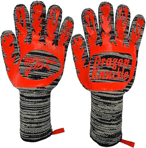 Miniatura 3 de Guantes de barbacoa resistentes al calor y mejorados para soportar 1472F  Herramientas para parrilla de carbón Kevlar Nomex resistente a los cortes,
