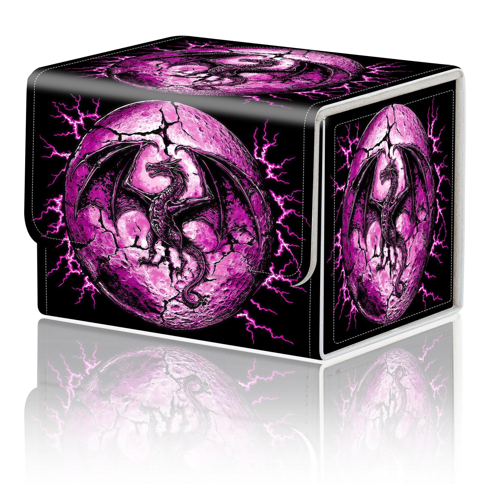 Card Game Storage Box for TCG Deck Box MTG Card Box Organizer Trading Card Case Commander Deck Box TCG Card Storage Box Magnetic Closure Creative Pattern Up to 200 Cards, Purple Dragon — image 1