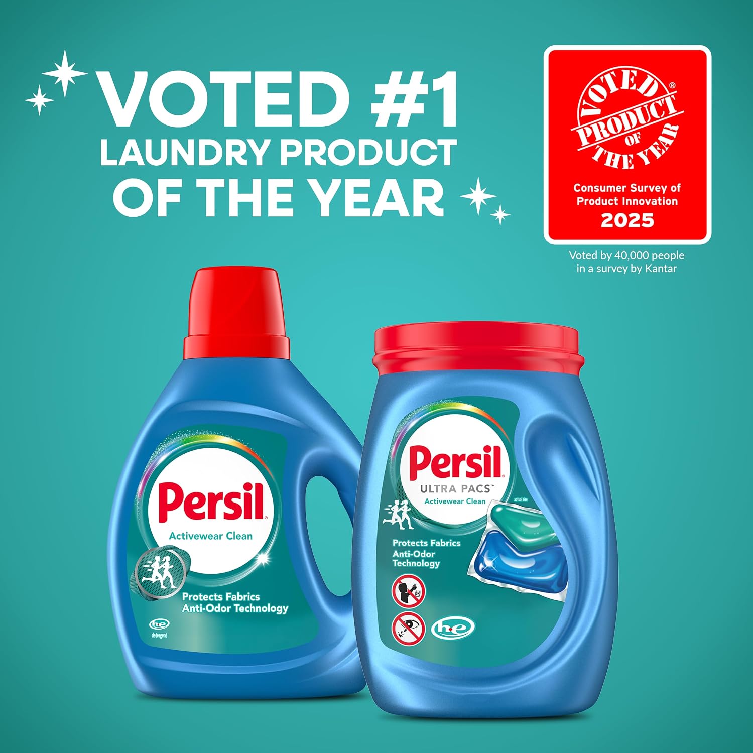Persil Ultra Pacs Activewear Clean Laundry Detergent, 32 Count, No Mess, image 4