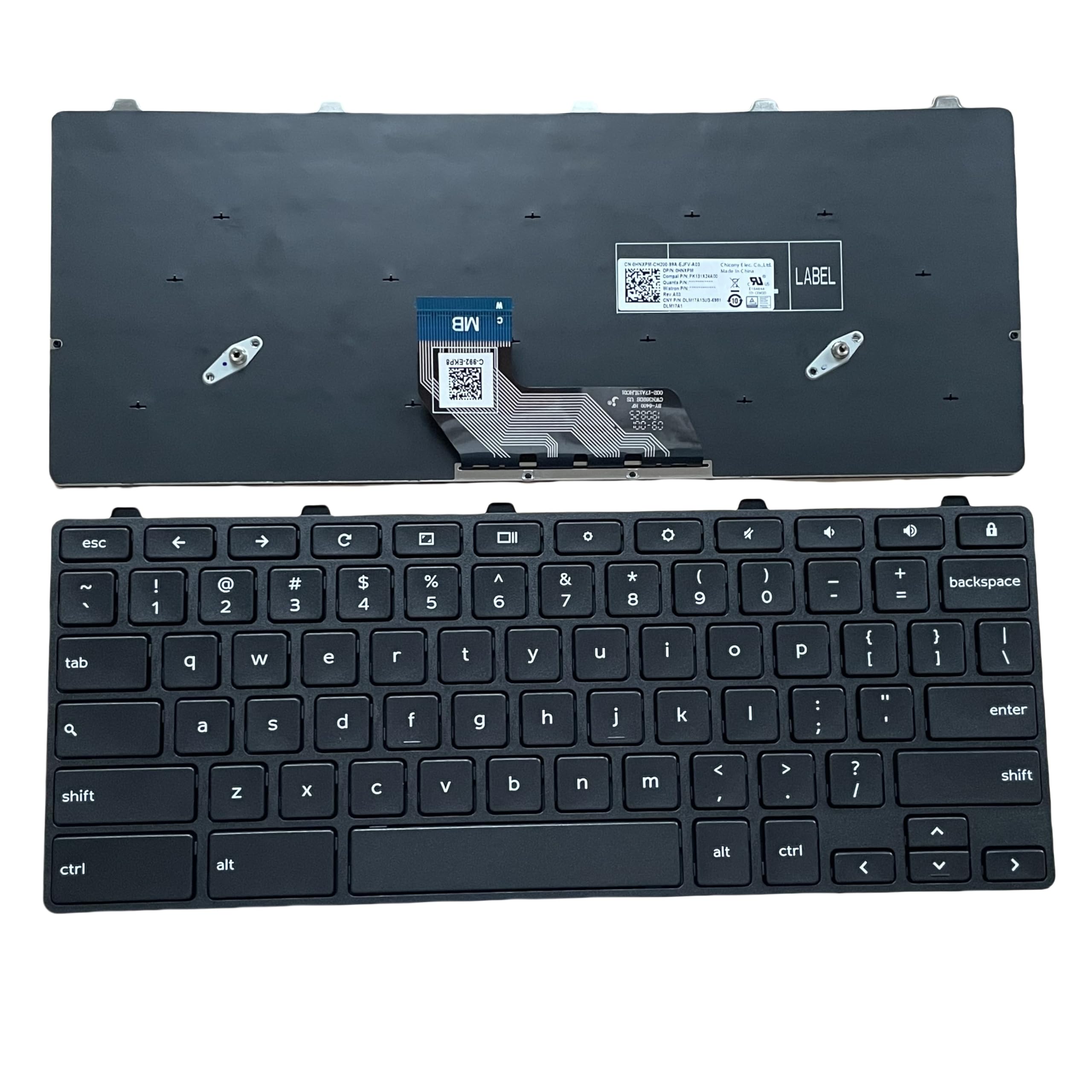 YIJIATech Replacement Keyboard with Screwdriver US Layout for Dell Chromebook 3180 3181 3189 3380 Laptop Keyboard Black Framed Without Backlight (with Lock Key)