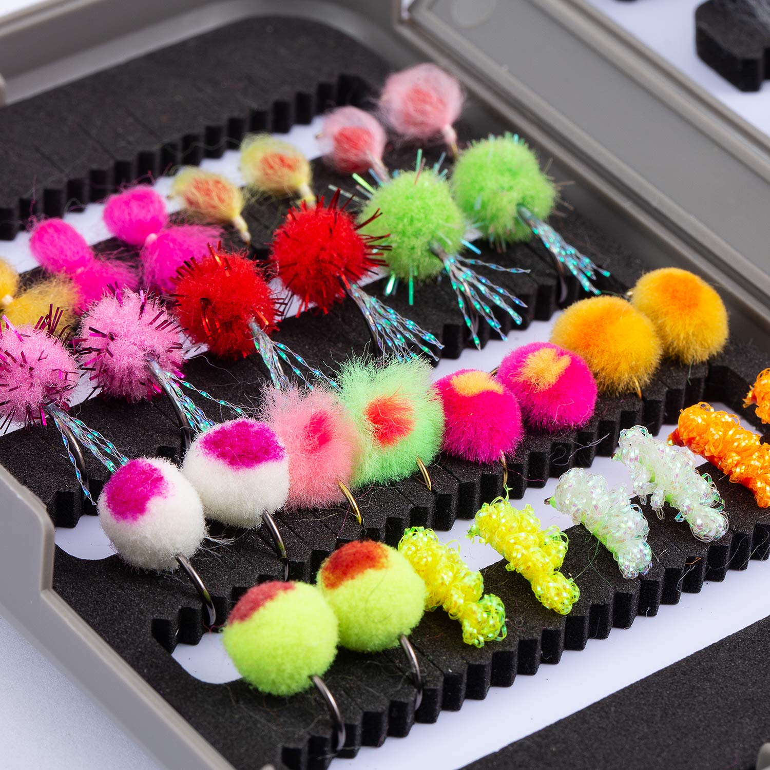 Bassdash Kit di esche da pesca a mosca con scatola ninfa Beadhead pesca bagnata mosche secche per trota, spigola, salmone