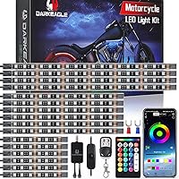 Vista 12 de 8 piezas de kit de luces LED RGB para motocicleta con mando a distancia APP/RF, luces de tira de doble zona con señal de giro y freno, luces