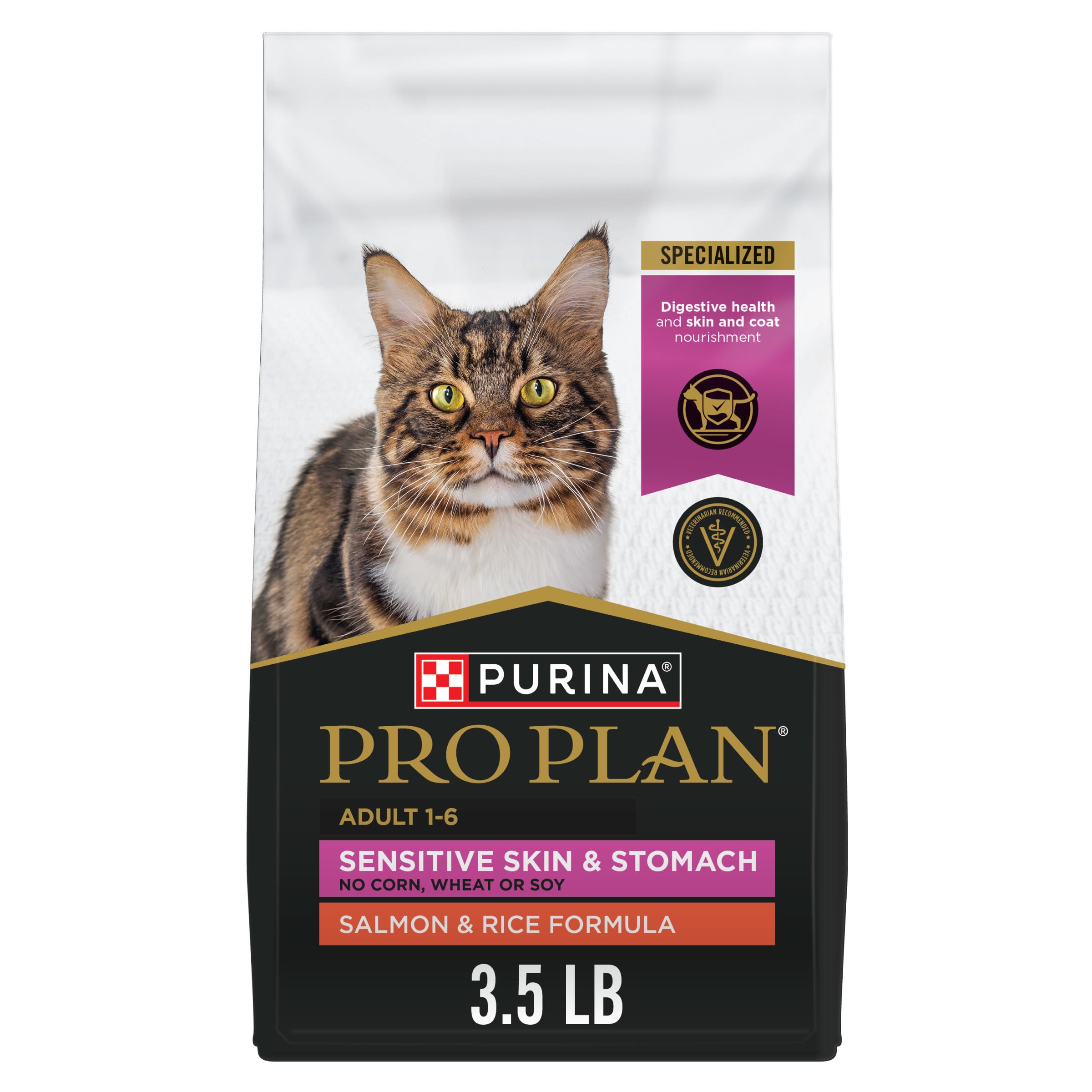 Purina Pro Plan Sensitive Skin and Stomach Adult Cat Food Salmon and Rice Formula - 3.5 lb.