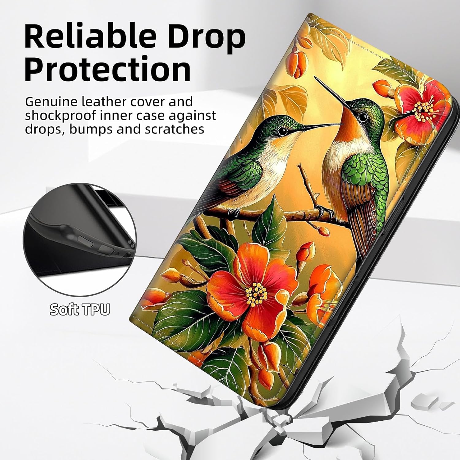 Wallet Case for Moto G 5G 2025 with RFID Blocking Credit Card Holder, Flip PU Leather Magnetic Closure Phone Cover for Moto G 5G 2025, Hummingbird