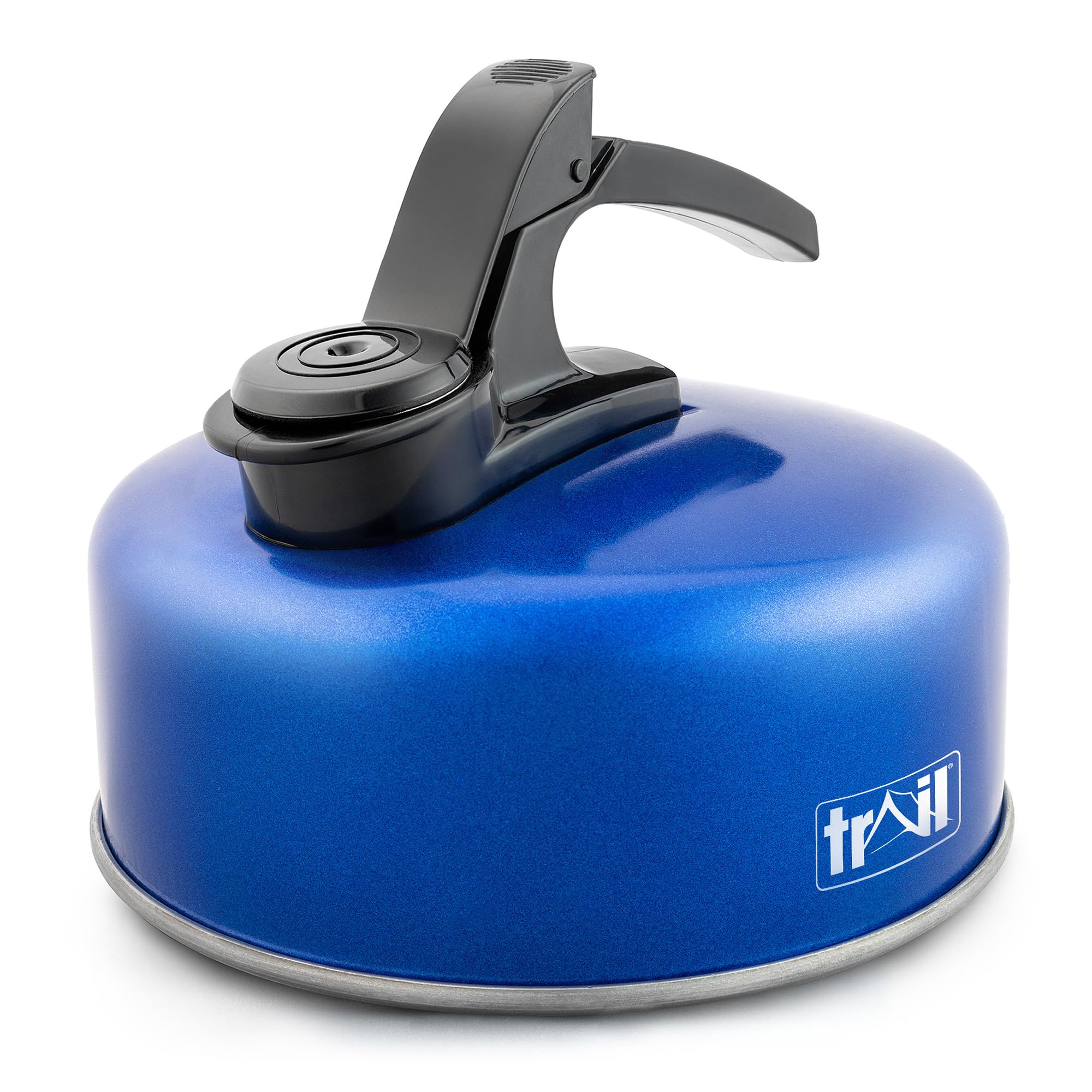Trail 1L Whistling Kettle, Lightweight Durable Aluminium, Rust Resistant, Easy Pour Whistle Spout, Heat Resistant Handle, Fast Boil Stove Top Travel Kettle, Outdoor Hiking Backpacking, 0.2kg (Blue)