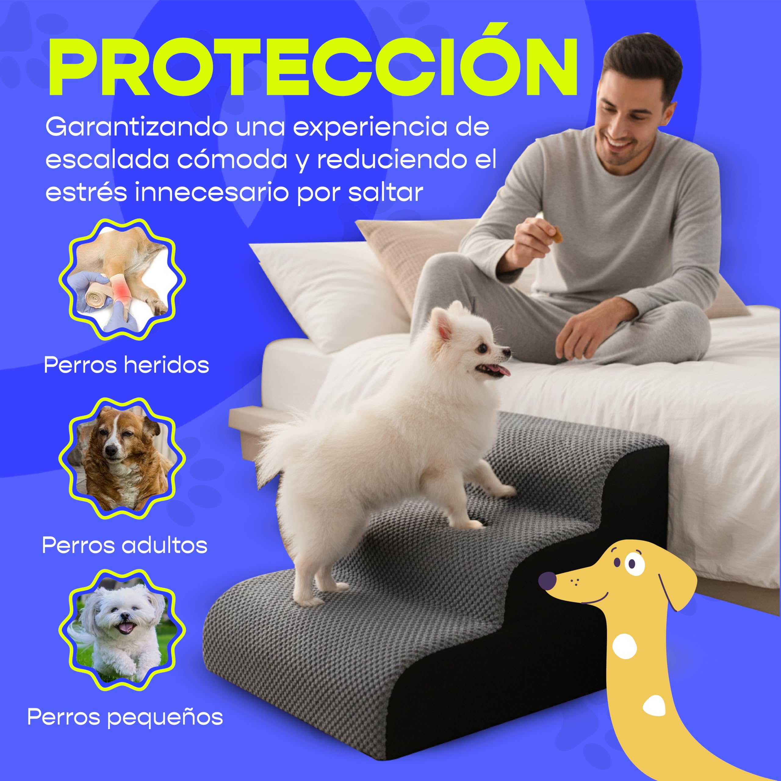 Escalera para Perros y Gatos | Rampa Mascotas Antideslizantes para Sofá y Cama | Diseño Estable, Seguro y Ergonómico | Ideal para Mascotas Pequeñas, Mayores o con Movilidad Reducida