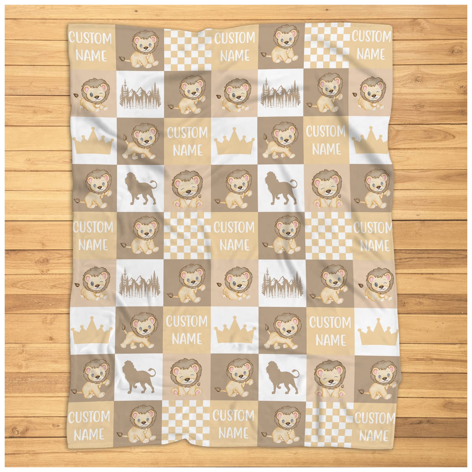 Personalized Lion Baby Blanket, Baby Name Lion Nursery Bedding Blanket, Lion Receiving Blanket, Custom Newborn, Baby Lion Super Soft Plush Fleece Blanket