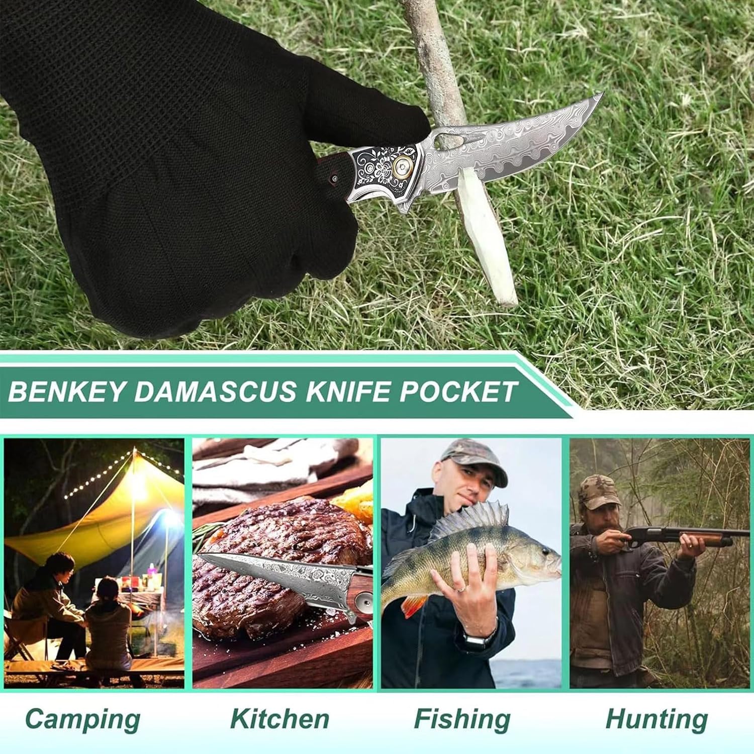 Damascus Steel outdoor folding knife High hardness pocket knife