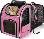 Pecute Expandable Cat Backpackfor Cats & Small Dogs, Breathable Mesh Pet Carrier Backpack Dog Carrier Backpack for Hiking Travel Camping, Up to 5kg, Blue