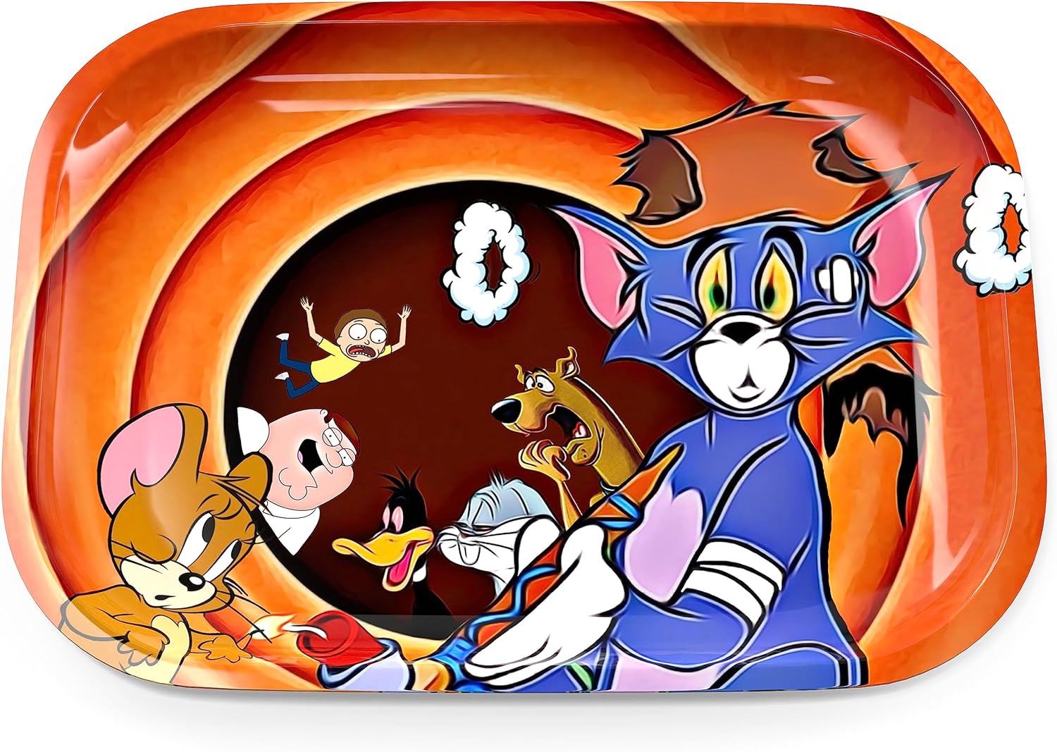 Metal Rolling Tray Gloss Print & Enforced Edges Tobacco Smoking