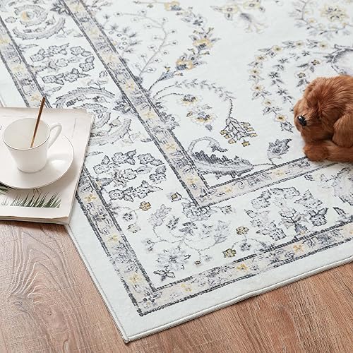 Miniatura 8 de jinchan Alfombra de pasillo de cocina vintage de 2 x 7 pies, diseño floral, lavable, alfombra retro antideslizante, alfombra suave y bohemia para