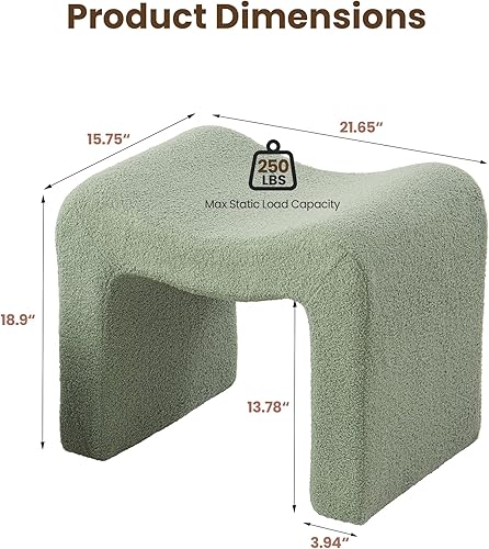 Miniatura 2 de Taburete de tocador, reposapiés pequeño, silla otomana, asiento sin espalda, moderno otomano de terciopelo de peluche para sala de maquillaje, sala