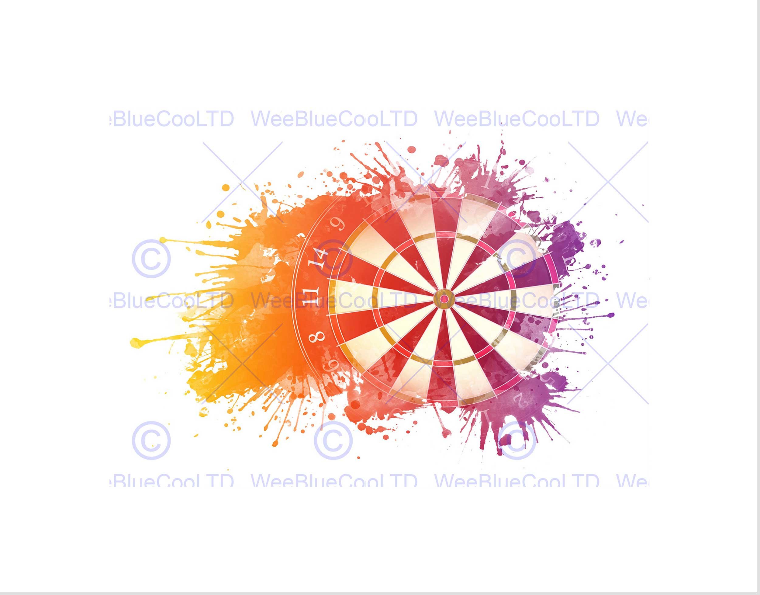 Wee Blue Coo Sport Darts Paint Splash Splatter Dartboard Wall Art Print
