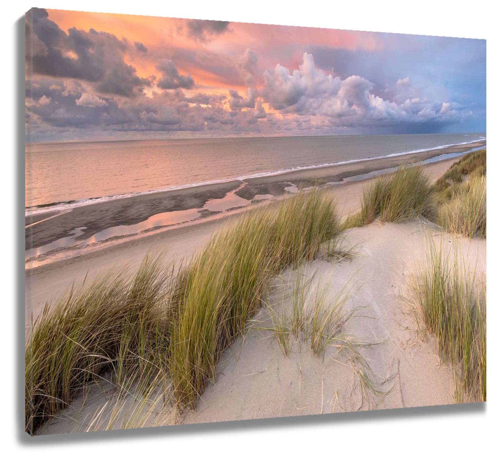 LB Tropical Beach Wall Art- Sunset Sea Summer Landscape Canvas Wall Art Coastal Picture for Kitchen Bathroom Bedroom Living Room Decor,10Wx8H inch Wooden Framed — image 1
