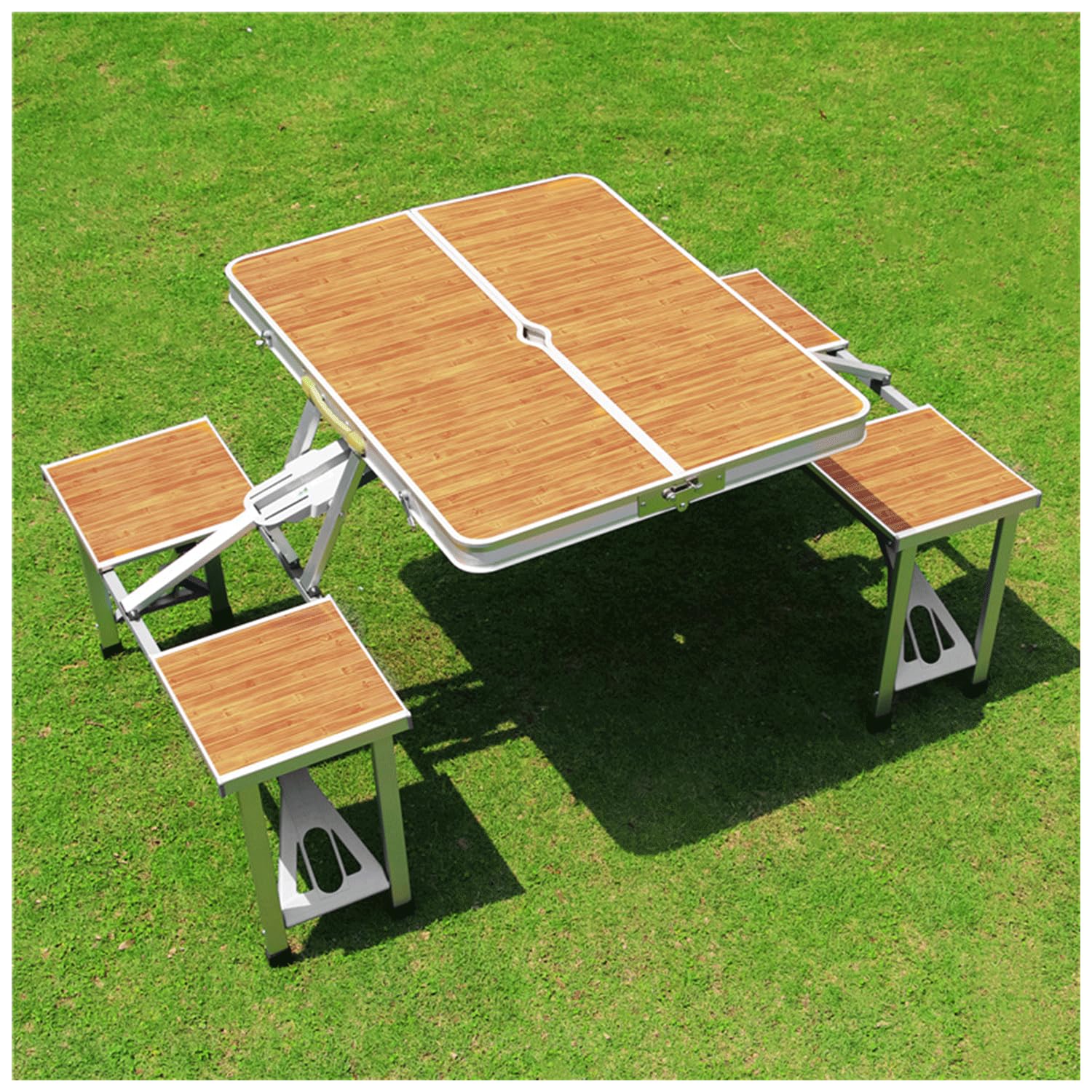 KingCamp Campingtisch Bambus - 3-fach Höhenverstellbar 45-65cm Faltbar