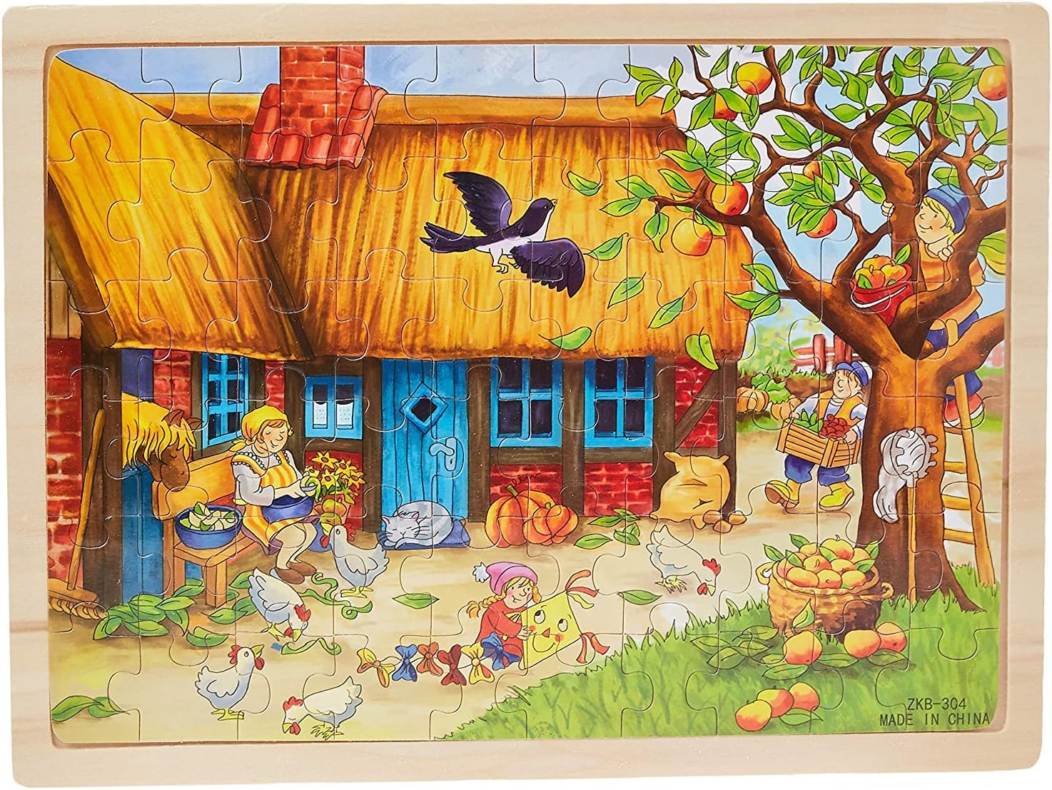 60 Pieces Jigsaw Puzzles For Girls Boys Toddlers Teens Adults Kids Wood Jigsaw Puzzle Apple Tree Animal Farm Ocean World