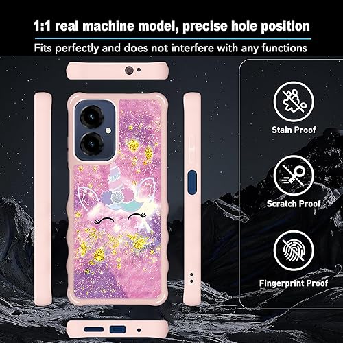 Miniatura 227 de Cricket Debut S2 - Funda compatible con AT&T Calypso 4 U380AC U380AA con protector de pantalla de vidrio templado, soporte de anillo, purpurina