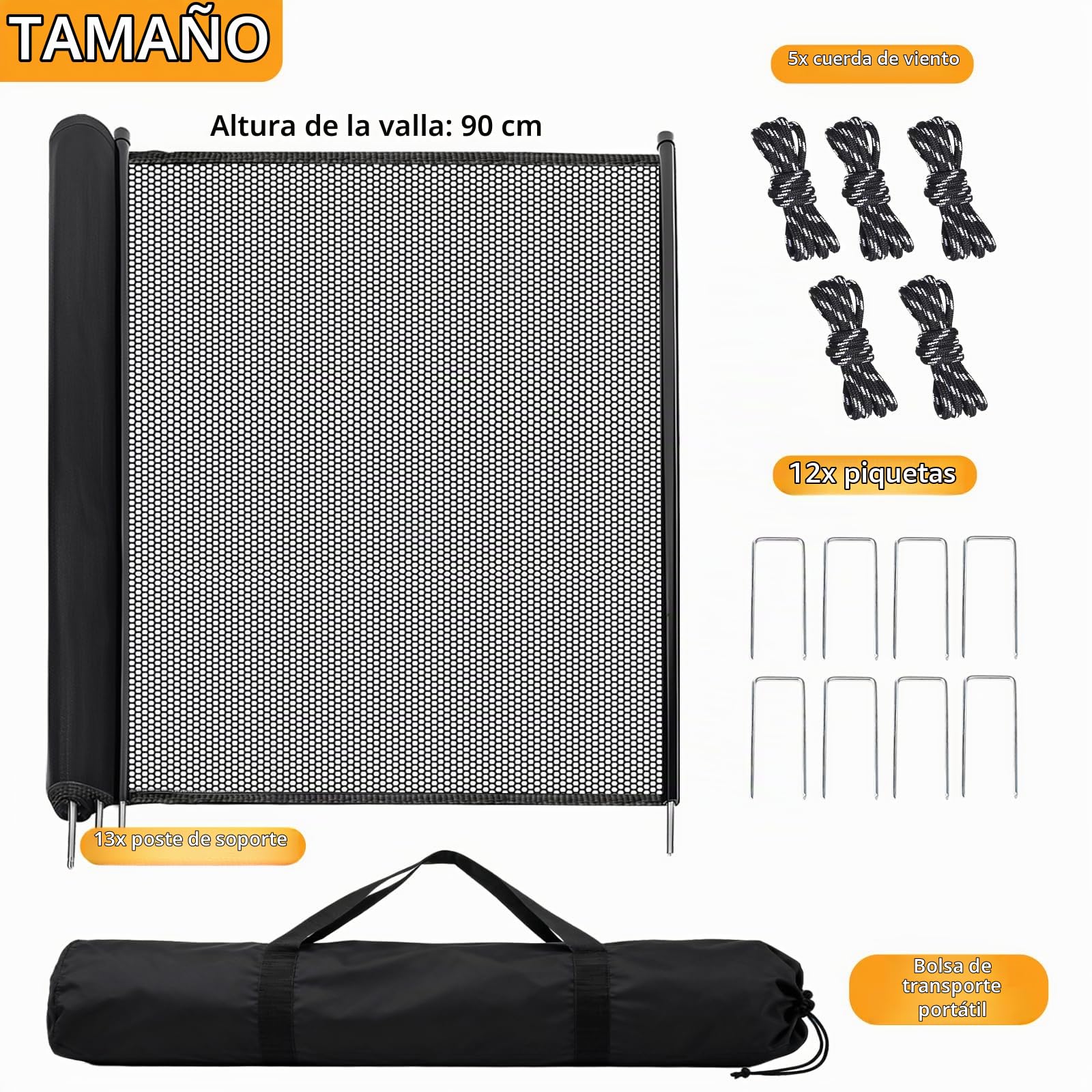 Valla para perros para camping, valla móvil para perros, portátil, valla móvil para perros, valla de camping para perros, 12 m de longitud total, valla plegable para perros, ideal para camping, jardín