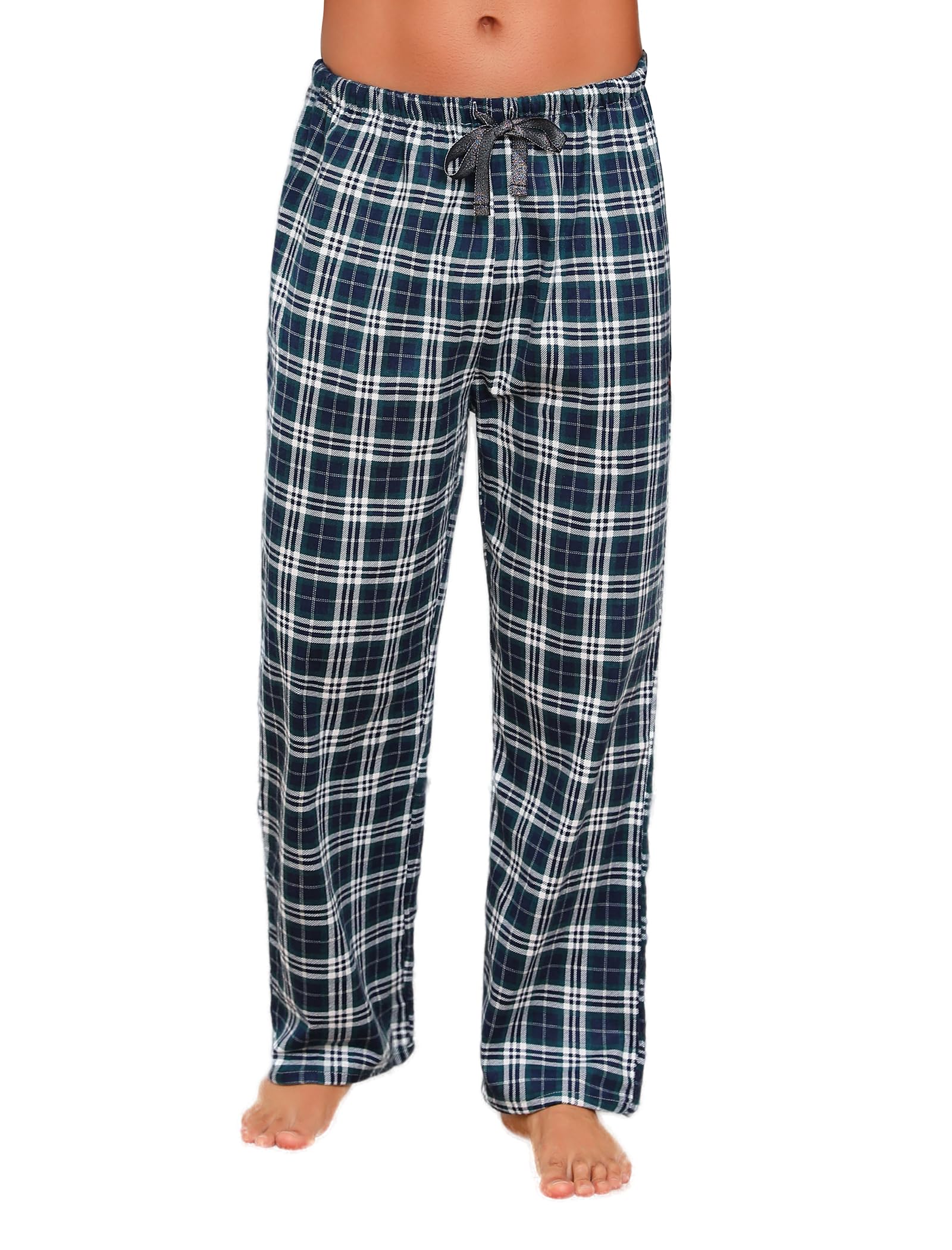 ENJOYNIGHT Mens Pyjama Bottoms Flannel Cotton Lounge Pants Soft Plaid Pjs Trousers with Dr...