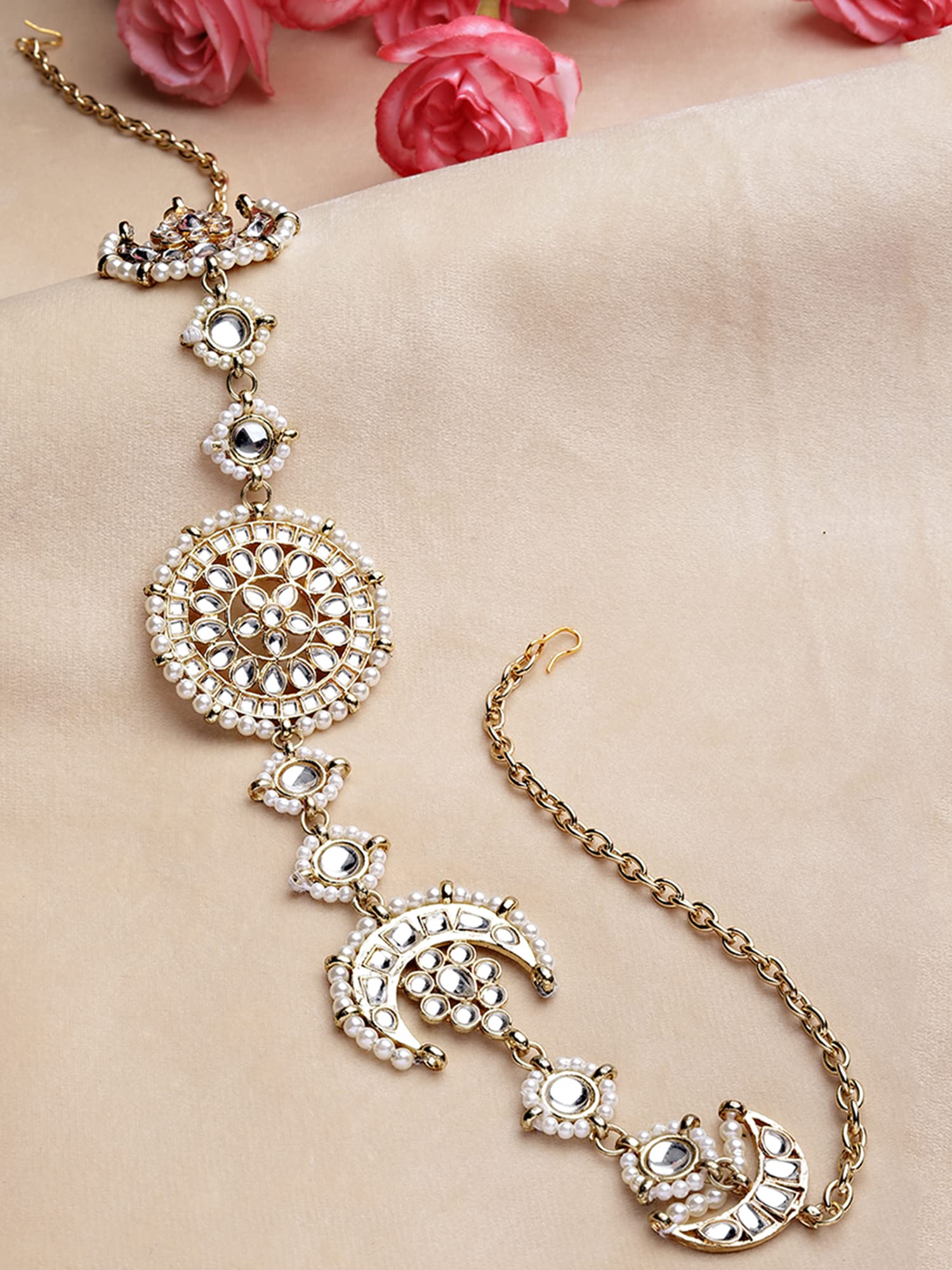 Karatcart Gold Plated Floral Design Handcrafted Kundan Hairband for Women (B0BW4J1HTN) Amazon Price History, Amazon Price Tracker