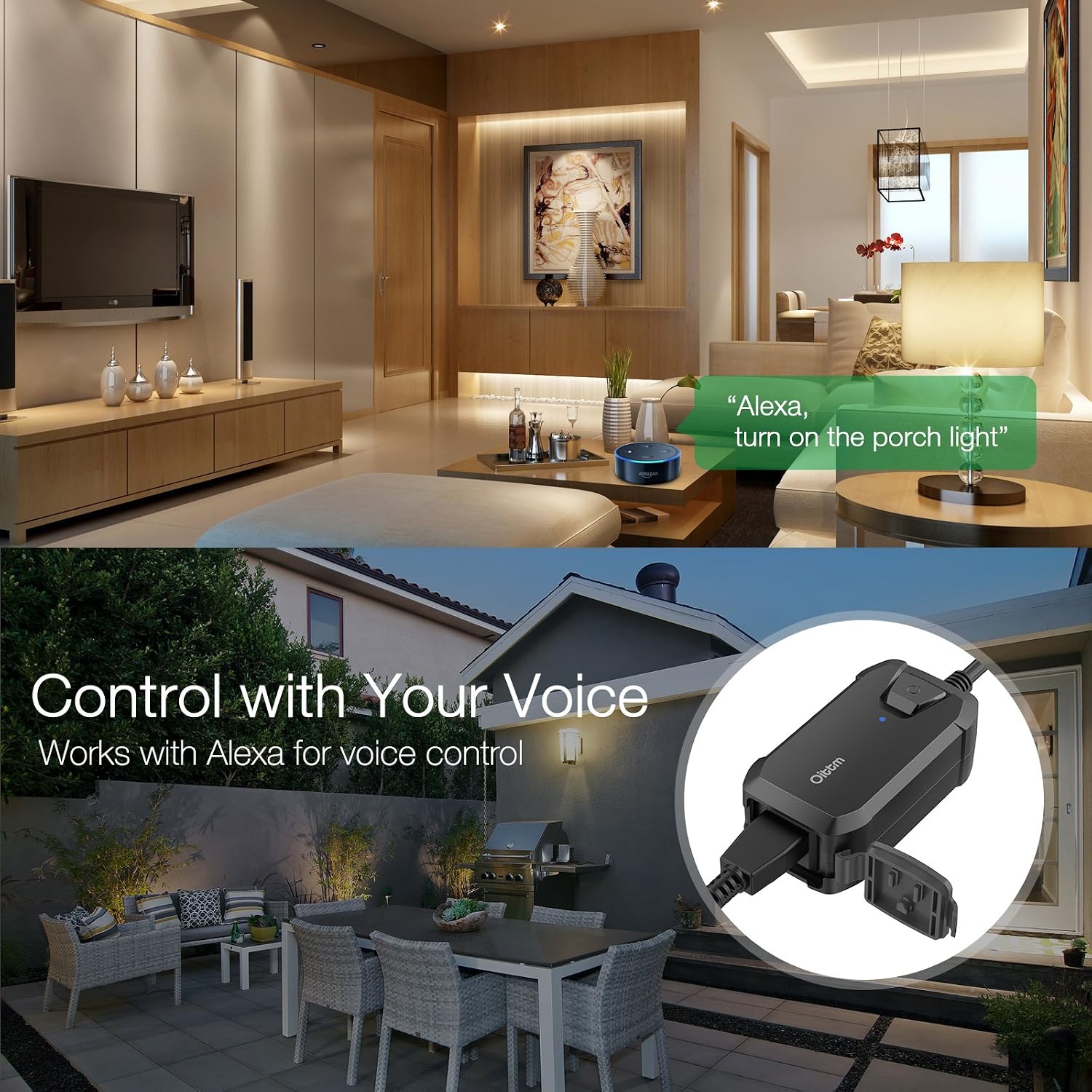 Oittm Outdoor Smart Plug, 24-Hour Plug in Timer, 125-Volts/1875-Watts Smart Plug Socket w/Energy Monitoring Remote Control, Wi-Fi Outlet Works w/Alexa, Google Home, Weatherproof Indoor Outdoor Use
