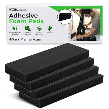 XCEL 4 Pack 12" x 4" x 1/2" Adhesive Backed Foam Rubber Protector Panels Versatile Marine Foam Pads Wall Protection, Garage Parking Aids, Car Door Bumper Padding, Anti Vibration, Insulation DIY