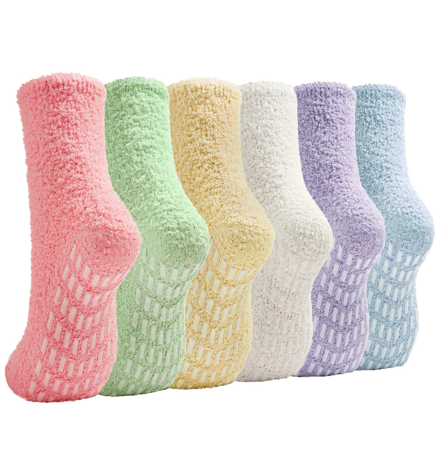 Saniripple Slipper Socks for Women Men Grip Hospital Socks with Grips Fuzzy Non Slip Warm Womens Gifts