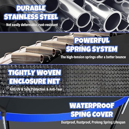 Miniatura 6 de Trampolín de 12 pies y 14 pies, trampolines para exteriores para niños y adultos, trampolín recreativo con red de cierre y escalera, trampolín