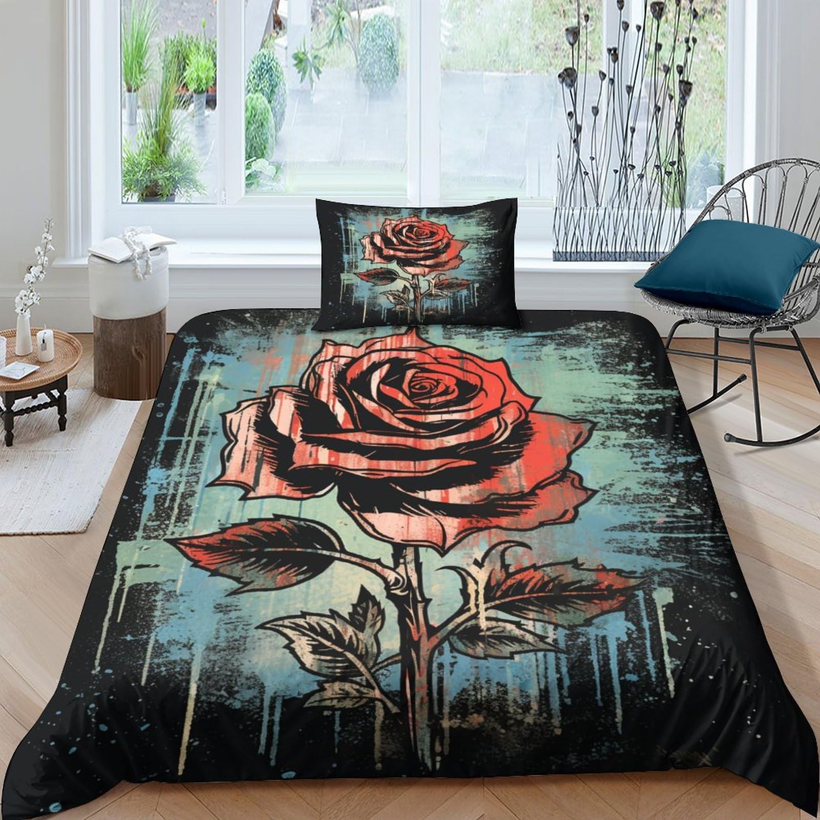 Parure de lit 3D roses anciennes pour une chambre d'enfant ou adulte cosy