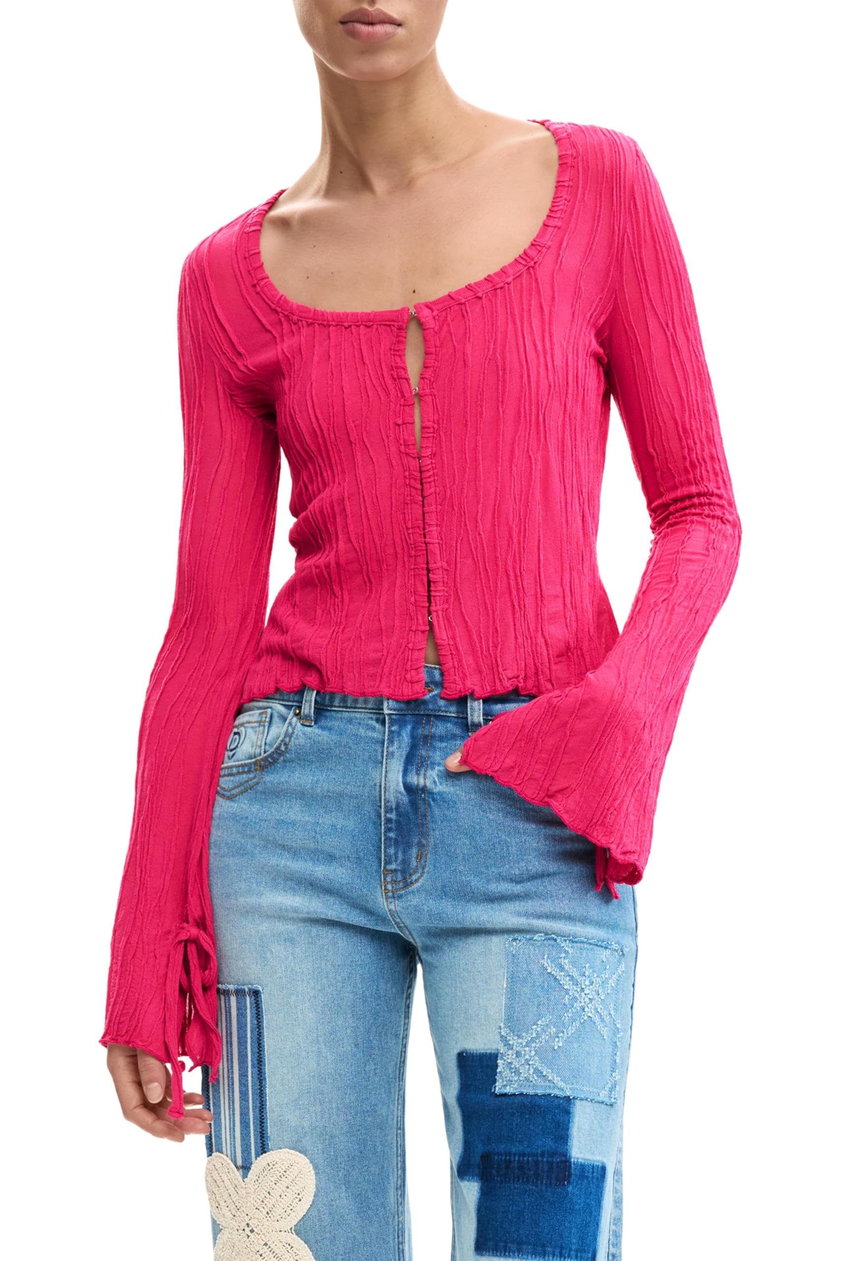 Desigual Langarmshirt aus der Damen-Kollektion, Fuchsia, Größe XL