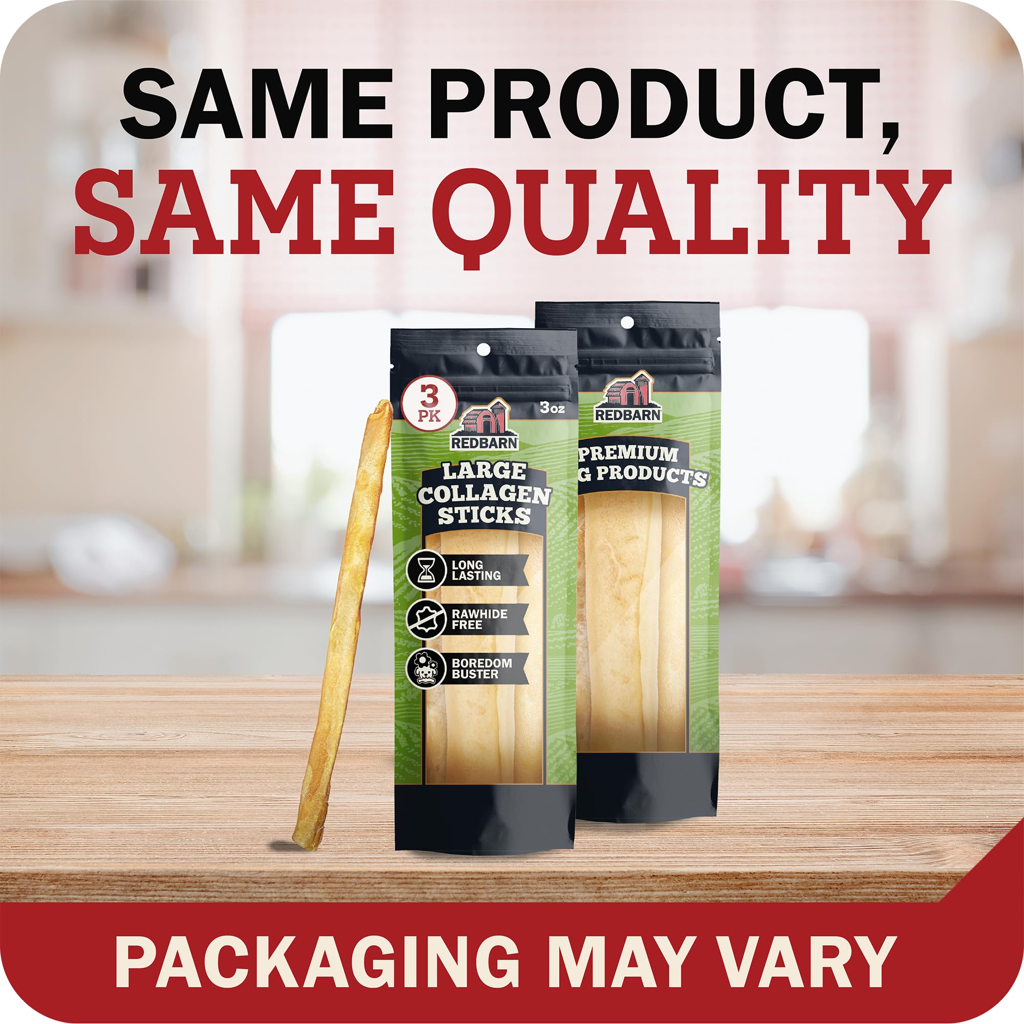 Beef Collagen Sticks for Dogs, Long Lasting Collagen Chews for Dogs. Bully Sticks Alternative High Protein Dental Treats w/Natural Collagen for Dogs Supports Joint, Skin & Coat Health (Large, 3pk)
