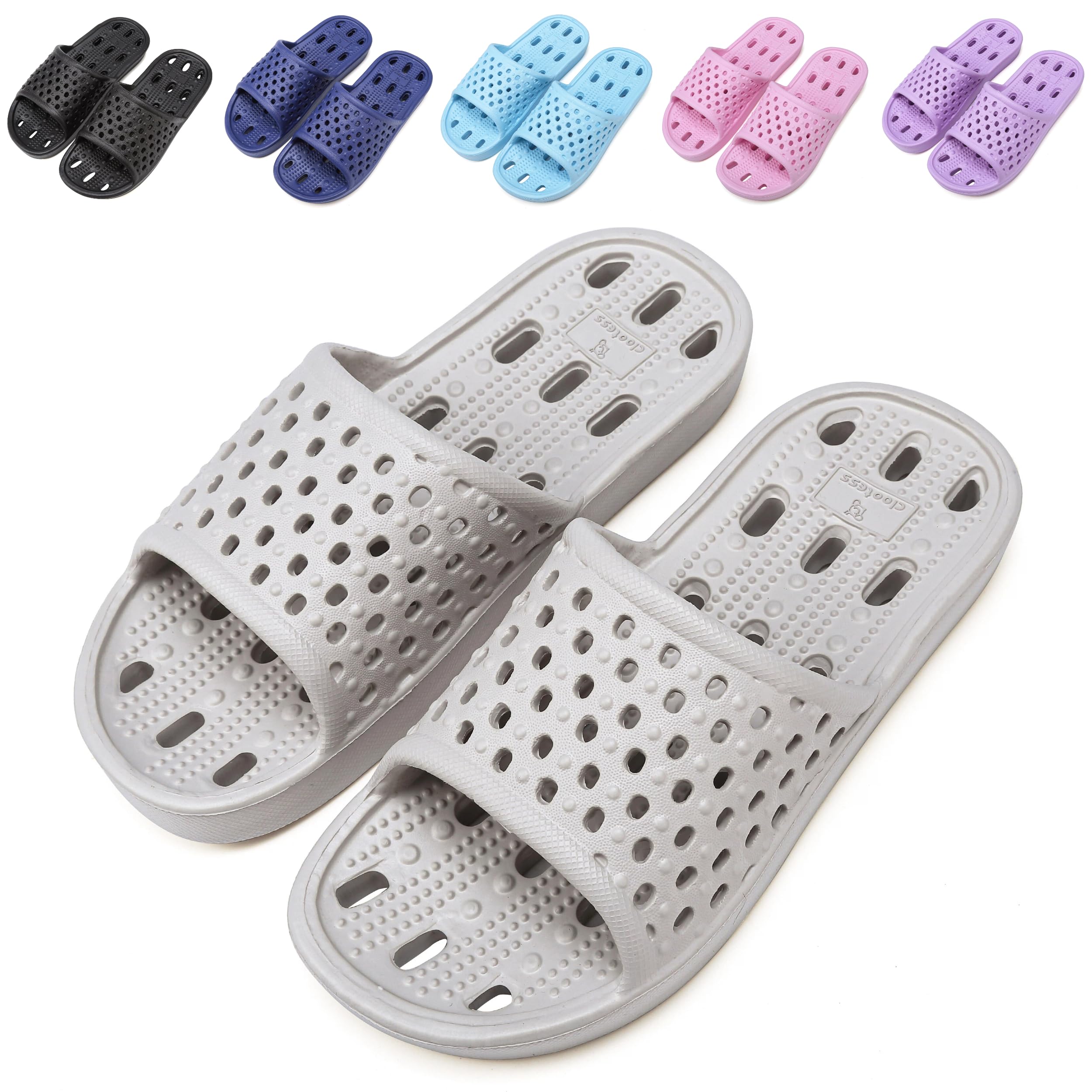 YoveGxlthrea Badeschuhe Damen Herren Hausschuhe Slippers Sommer Slide Pantoletten Badelatschen Strand Badezimmer Rutschfest Badeschlappen EU 36-46