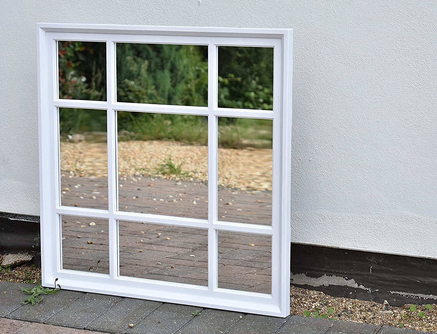 Biznest Sqaure Shape Window Style Wall Mirror Simply Stylish Decor Mirror White Wall Window Mirror 61X61Cm (White)