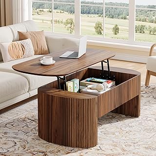 Tribesigns ローテーブル コーヒーテーブル センターテーブル 昇降式 天板昇降式 高さ調整 簡単開閉 ガス圧式 収納棚付き 組み立て簡単 大容量 木製