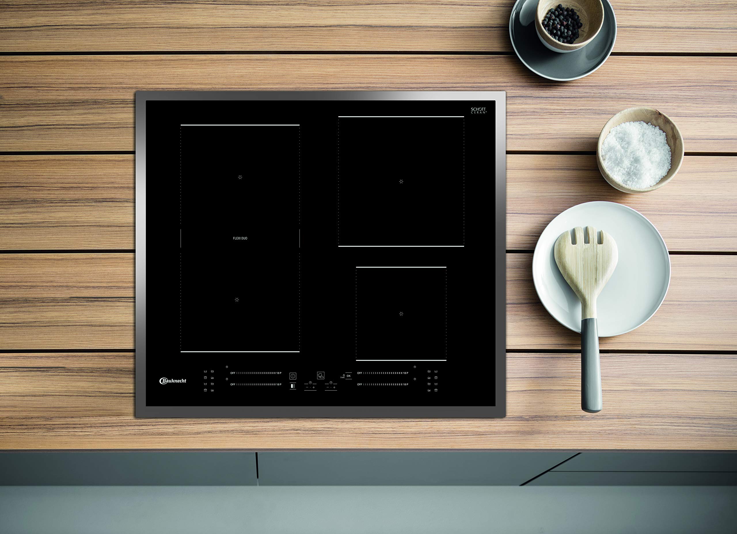 Bauknecht Plaque de cuisson à induction BS 7160C FT/Flexi Duo/Booster/Direct Access Touch Control/Indicateur de chaleur résiduelle/Cadre plat en acier inoxydable 50,7 x 67 x 54 cm