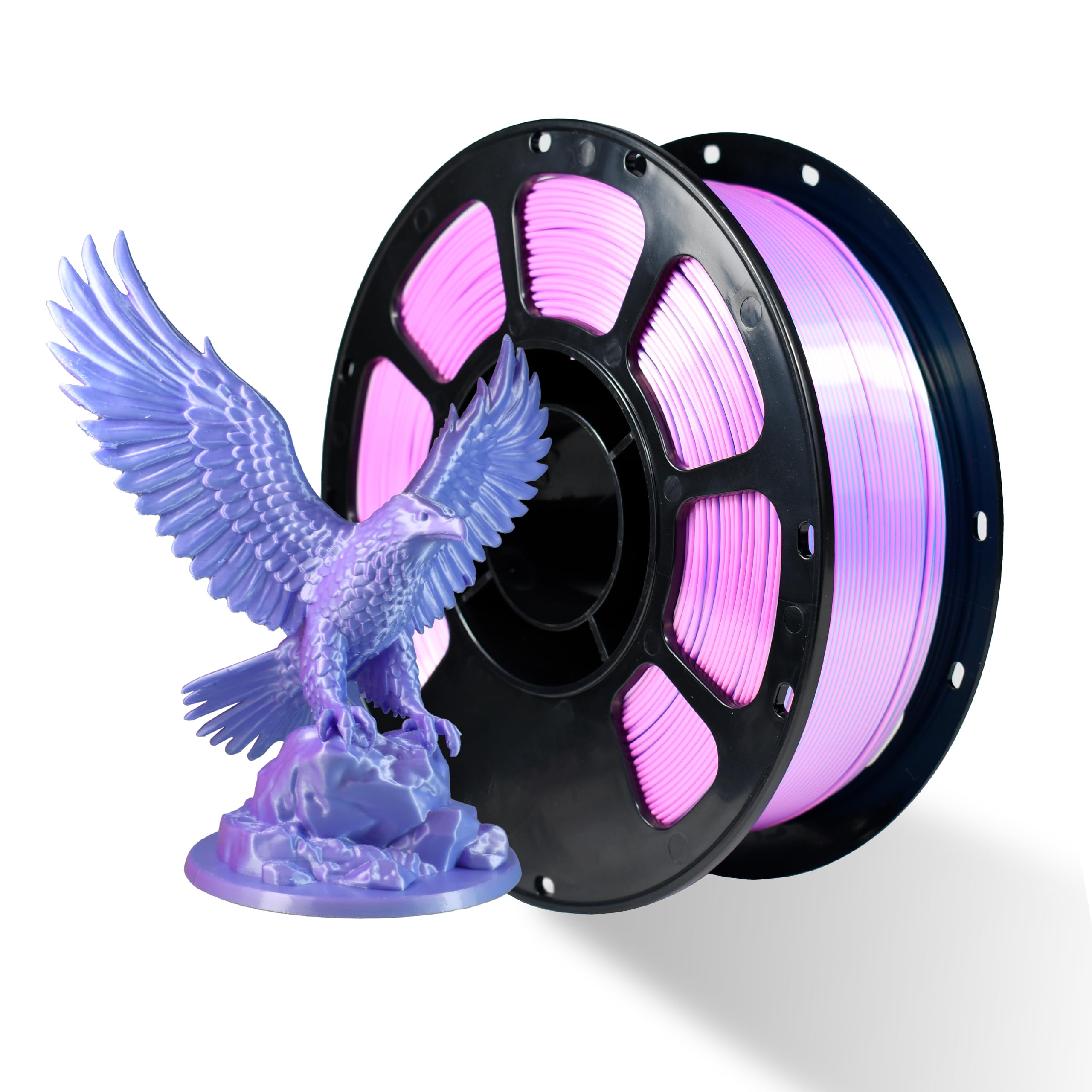 iBOSS 3D Printer Filament, Silk PLA+ Filament 1.75mm Dual Color Filament, Shiny Silk PLA Plus Coextruded Filament, 1 kg/Spool 3D Printing Filament for 3D Printers(Silk Pink Blue)