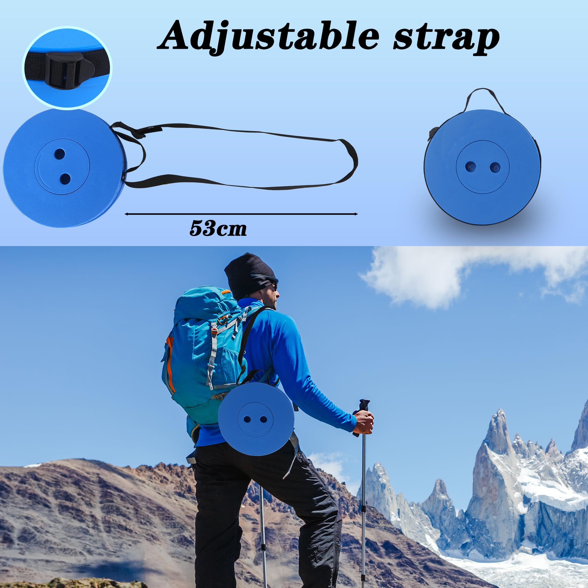 Klapphocker Faltbarer Hocker Tragkraft 215kg/470pound Teleskophocker 7 Einstellbare Höhen, Campinghocker Blau für Reisehocker Outdoor Garden Angeln BBQ Drinnen Küche Camping