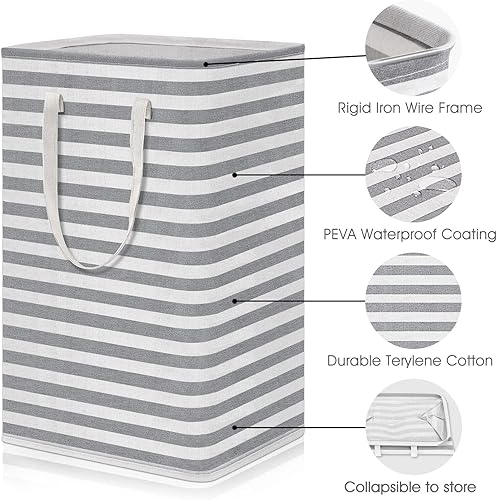 Miniatura 4 de WISELIFE - Cesta de lavandería grande plegable con asas, resistente al agua, cesta de almacenamiento, cestos de almacenamiento para ropa y juguetes